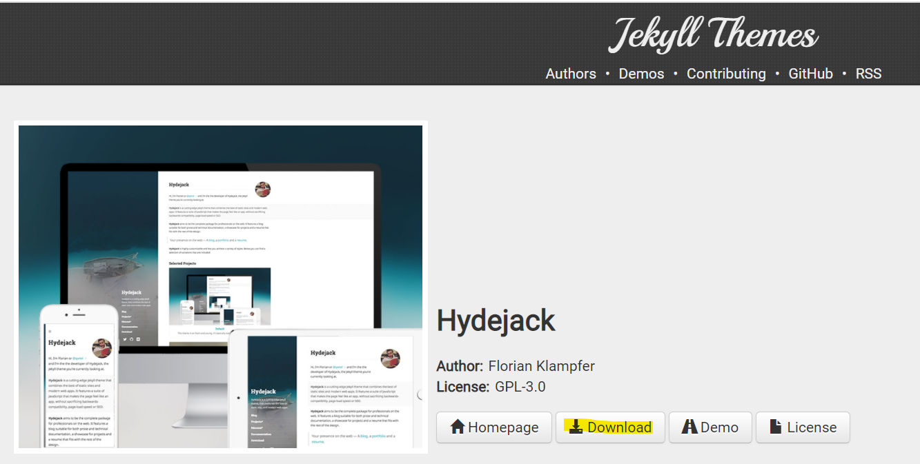 Hidejack Theme설치